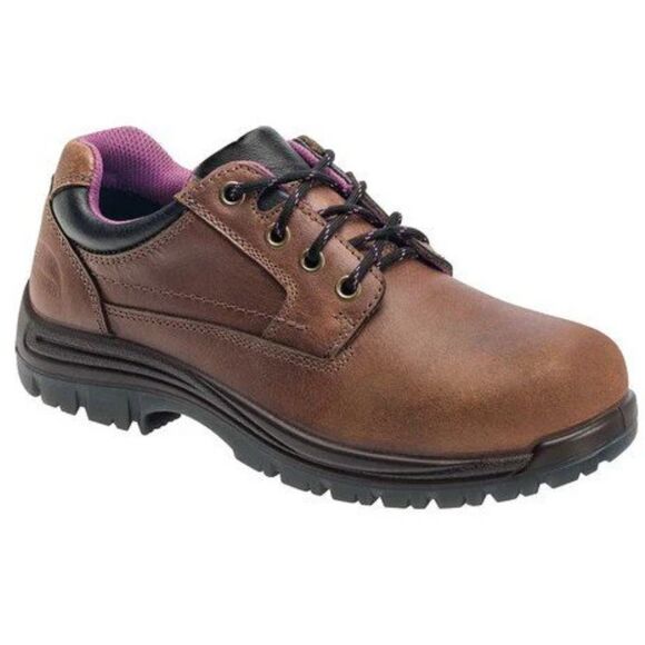 Avenger Shoes - Avenger Oxford A7166 Safety Toe Shoes Brown Leather Womens 7.5 UK 5 EU 37.5